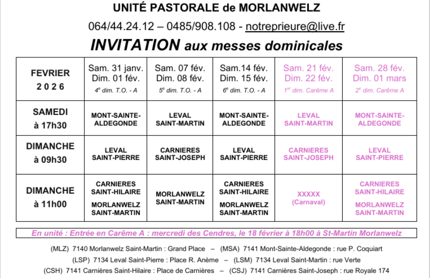 Messes septembre 2025