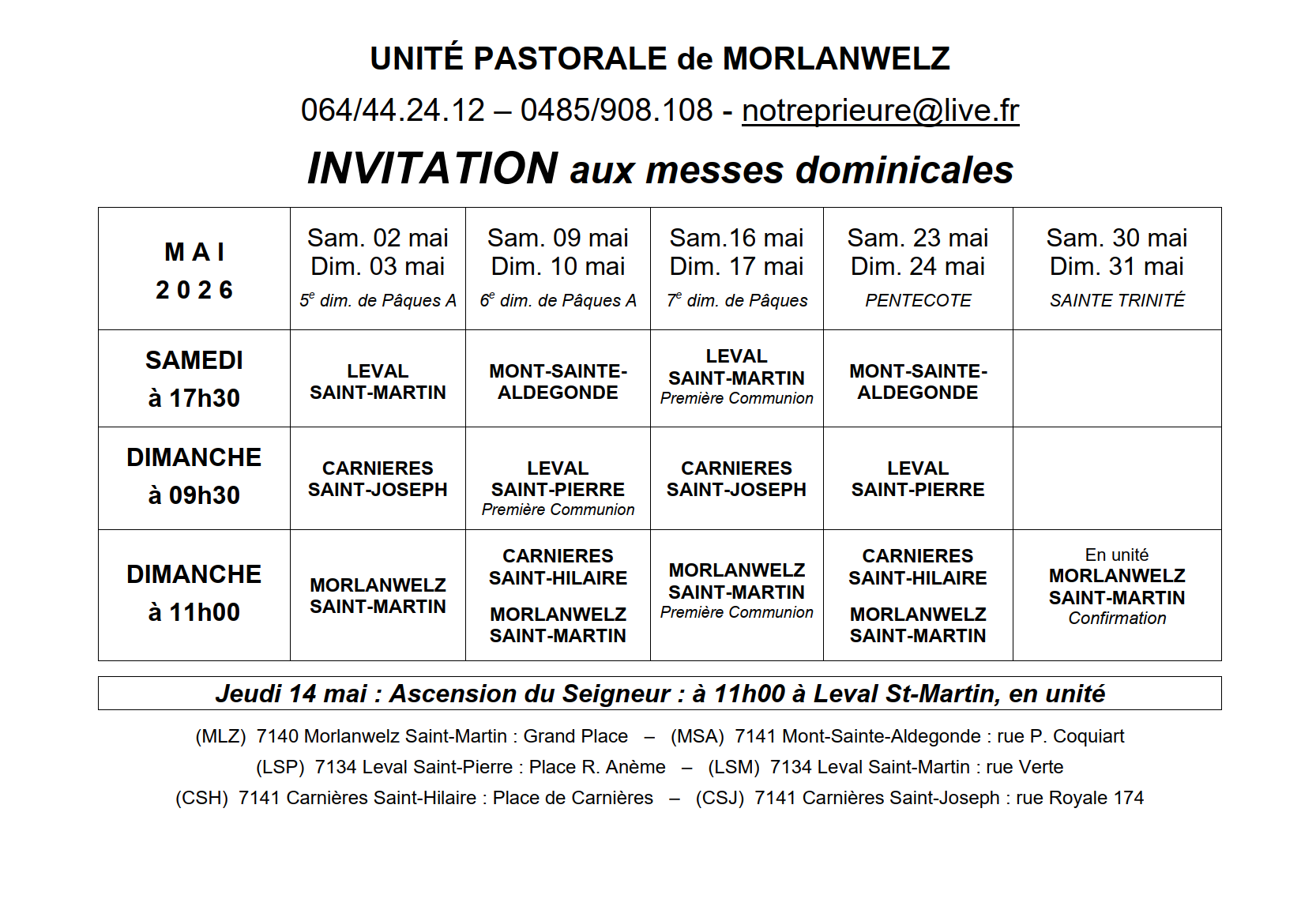 Messes septembre 2025