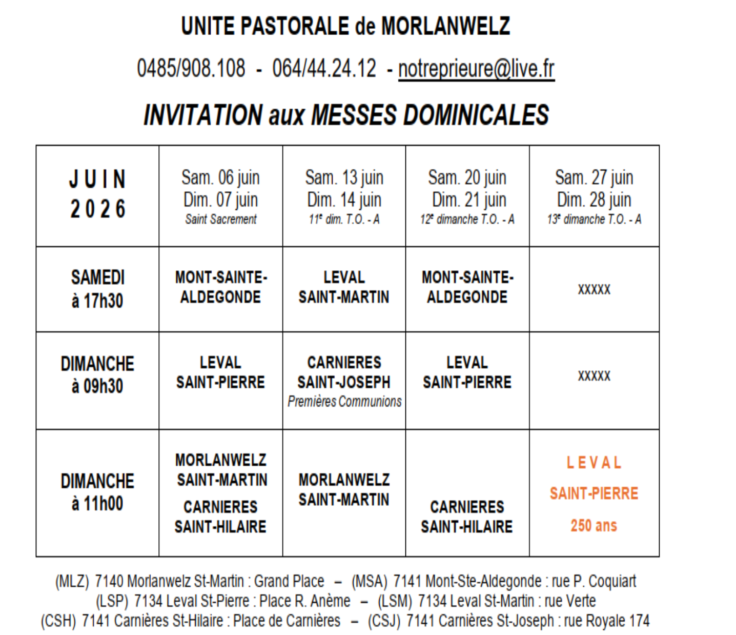 Messes septembre 2025
