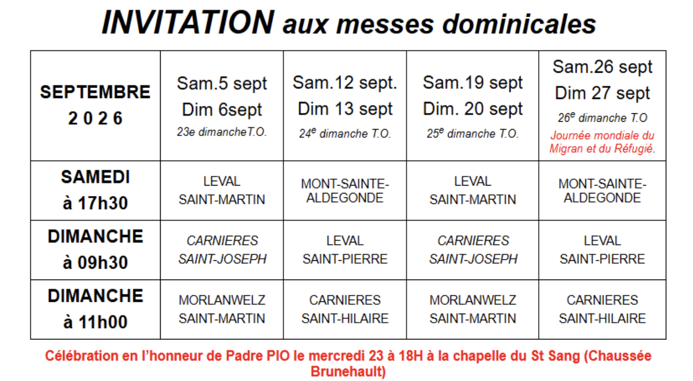 Messes septembre 2025